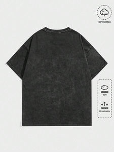 T-shirt uni en coton 100% de haute qualité, surdimensionné, épais, impression graphique personnalisée, t-shirt lourd pour homme, unisexe - Product Image 2