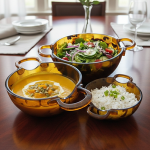 Bols de service en résine design avec poignées – Ensemble de vaisselle décorative contemporaine pour la salle à manger, les cadeaux, les fêtes de déménagement et les occasions festives - Product Image 6