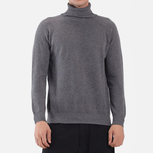 Pull à col roulé pour homme, 100% laine, tricoté, couleur unie, coupe classique, style minimaliste d'automne, pulls sur mesure - Product Image 1