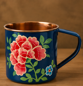 Taza Moscow Mule de Cobre con Recubrimiento en Polvo Azul Claro Premium, Taza de Cerveza de Lujo con Diseño Floral Artístico Personalizado, Resistente - Product Image 6
