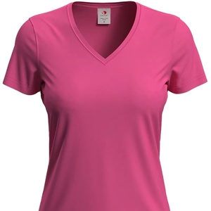 Camiseta de manga corta de algodón con cuello redondo para mujer, Camiseta de punto informal con decoración de logotipo antibolitas de algodón 100% para mujer - Product Image 6
