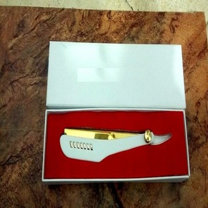 Navaja de afeitar recta para barbería, plegable, con logotipo personalizado, para peluquería, con deslizador - Product Image 1