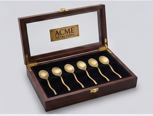 Vintage Brass Curved <b>Spoon</b> Set Stainless Steel With Brass PVD Coating Perfect For Kitchenware Cafe Restaurants And Hotel - Product Image 4