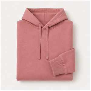 Sweat à capuche décontracté pour homme, couleur rose poussiéreuse, longueur mi-haute, cordon de serrage ton sur ton, poche kangourou, en molleton de coton brossé, personnalisable MHOOD-0025 - Product Image 3