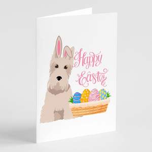 Whimsical A7 Tamaño 5x7 Tarjetas de notas en blanco Paquete de 8 Wheaten Scottish Terrier Tarjetas de felicitación de Pascua con sobres - Product Image 1