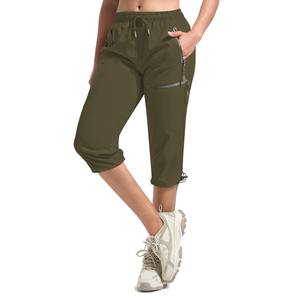 Pantalon Capri pour femme de haute qualité avec taille à cordon, tissu léger et respirant, pantalon cargo d'été avec poche, léger - Product Image 1