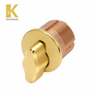 Cylindre de serrure en laiton, mécanique, avec bouton rotatif, finition laiton poli, 25 mm, pour la sécurité des portes d'entrée - Product Image 1
