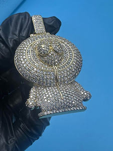 Colgante de Personaje de Dibujos Animados en Plata 925 con Incrustaciones de Circonitas, Joyería Hip Hop - Product Image 3