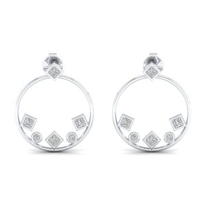 REYES Pendientes de Aro Minimalistas de Oro Blanco de 14K y 18K con Moissanita de 0.15Ct para Mujer, Gran Venta, Regalo de Lujo para Compromiso, Joyería Fina - Product Image 1