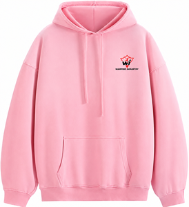 Wholesale Custom <b>Pink</b> Oversized Hoodie Unisex Pullover Streetwear Sweatshirt With Drawstring Hood Kangaroo Pocket Ribbed Cuffs - Product Image 1