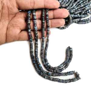 ลูกปัดพลอยลาบราดอไรต์ธรรมชาติทรงยางรถยนต์เจียระไน ร้อยเป็นเส้นสำหรับทำเครื่องประดับ คุณภาพสูง - Product Image 2