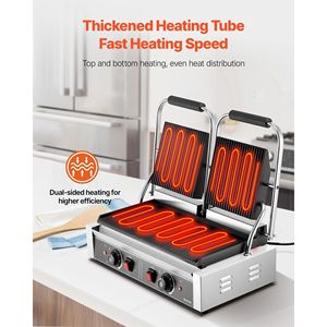 Griglia Elettrica Commerciale per Panini 3600W in Acciaio Inox, Doppia Piastra per Sandwich con Controllo della Temperatura e Maniglia per Attrezzature da Cucina - Product Image 2