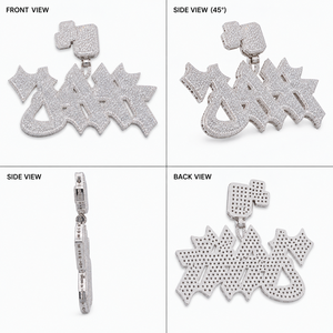 Special Front Hip Hop Iced Letter Pendant Cuban Link <b>Chain</b> 925 Silver Moissanite Baguette Cut Initial Letter <b>Name</b> GRA Certified - Product Image 3