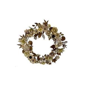 Corona de Flores Preservadas Rústica, Redonda, Hecha a Mano, Arreglo Floral Decorativo, Decoración Natural para Bodas, Sin Iluminación - Product Image 1