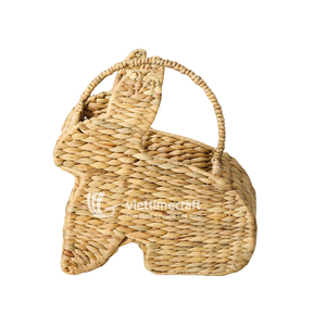 Cesta de Jacinto de Agua con Forma de Conejo y Asa, de un Solo Nivel, Tejida, Organizador de Juguetes y Almacenamiento para Guardería y Cocina - Product Image 3