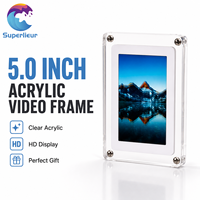 Superlieur Cadre vidéo acrylique avec écran IPS 5 pouces, pour photos et films, rechargeable, avec boîte cadeau transparente, idéal pour les souvenirs de mariage