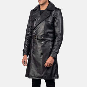 Manteau long en cuir véritable pour homme, de qualité supérieure, élégant et chaud, idéal pour l'hiver. - Product Image 5