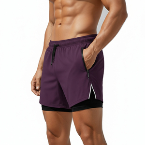 Shorts cargo de performance pour hommes, été, avec doublure de compression, poche sécurisée, vêtements de sport personnalisés, prix de gros - Product Image 1
