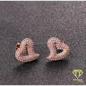 Wholesale 925 <b>Sterling</b> <b>Silver</b> Moissanite Diamond <b>Heart</b> Shaped Stud <b>Earrings</b> Luxury Fashion Jewelry For Retailers And Resellers - Product Image 4