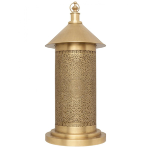 Lampe de sol marocaine artisanale en laiton massif, finition or vintage, lanterne décorative pour la décoration intérieure, la chambre ou le jardin - Product Image 1