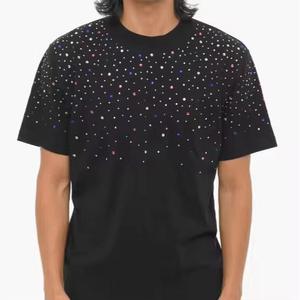T-shirts légers et respirants 100 % coton pour hommes avec strass, motif lettres personnalisé, écologiques, séchage rapide, manches courtes - Product Image 1