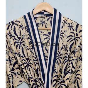 Bata Kimono de Algodón 100% para Mujer, Talla Única, con Forro y Tira Frontal, Elegante y Romántica, Ropa de Dormir - Product Image 4