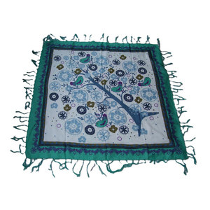 Pañuelo cuadrado de algodón con estampado floral elegante para mujer, con borlas delicadas, ligero, transpirable, suave, a la moda para el verano - Product Image 6