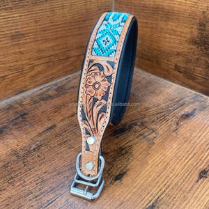 Collier de chien en cuir usiné à la main Western Crâne Colliers pour animaux de compagnie usinés à la main Produit en gros Collier souple et durable - Product Image 3