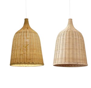 Wholesale Natural Rattan Lampshade Flared Top Dome Wicker Pendant <b>Light</b> Cover <b>Rustic</b> Onion Shaped Hanging Chandelier - Product Image 2