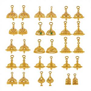 Pendientes Jhumka de Oro Sólido de 22K para Mujer, Oro Amarillo 916 Auténtico, Joyería Nupcial India, Pendientes Colgantes Tradicionales con Filigrana - Product Image 3