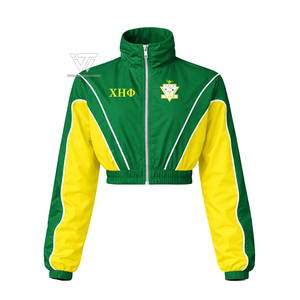 Ropa de la Hermandad Griega Chi Eta Phi XHP al por Mayor, Chaqueta Corta Cortavientos con Bloques de Color Bordados, Artículos Griegos - Product Image 1