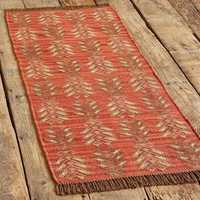 Geometric Pattern Handloom Kilim Runner Rug Eco Friendly Peach Coral Wool Latex Floor Carpet Hallway Bedside Living Room Decor