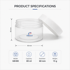 Pot cosmétique rond en plastique transparent de 80 ml avec couvercle à vis blanc pour l'emballage des soins de la peau, fabricant au Vietnam - Product Image 4