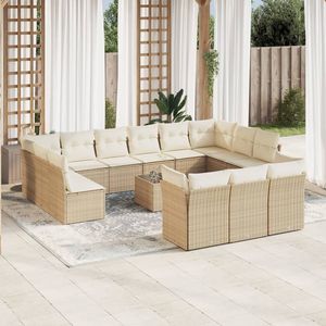 Ensemble de canapés de jardin en rotin beige, design contemporain, imperméable, coussins en mousse haute densité, rotin PE résistant aux UV - Product Image 1