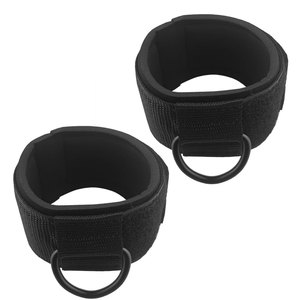 Black Nylon <b>Ankle</b> Straps with D-Ring for Fitness Exercise Comfortable <b>Support</b> All Seasons Use - Product Image 1