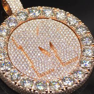 Hip Hop Spinner Pendant 925 Sterling Silver Rhodium Plated Iced Out Moissanite Letter Necklace Trendy Unisex Wholesale - Product Image 1