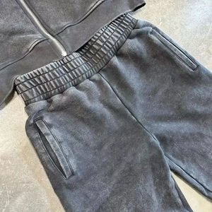 Conjunto Deportivo con Efecto Ácido, Estilo Vintage, Pantalones Deportivos Acampanados con Efecto Desgastado y Sudadera con Cremallera - Product Image 2