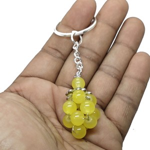 พวงกุญแจคริสตัลคุณภาพสูง หินอะเวนเจอรีนสีเหลืองรูปองุ่น ลูกปัดธรรมชาติจากจีน ของขวัญสำหรับผู้หญิง - Product Image 2