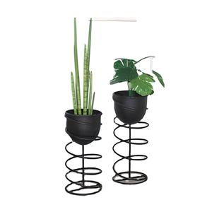Jardinière moderne d'intérieur de style arabe, aspect noir, avec un support en fer noir robuste, idéale pour les villas, les hôtels, les bureaux et la décoration commerciale - Product Image 1