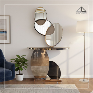 Elevate your entryway or living space with this luxurious Stainless Steel PVD Console with <b>Mirror</b> set - Product Image 2