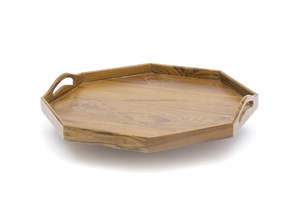 Plateau de service en bois écologique fait main, pour la table à manger, la table basse, la décoration de la maison et de la cuisine, multi-usages, pour les collations, les boissons, passe au lave-vaisselle et au micro-ondes - Product Image 3