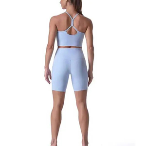 Summer Floral Breathable Casual Two Piece Set Sleeveless Crop <b>Top</b> Knitted Shorts Women Sports Yoga - Product Image 3