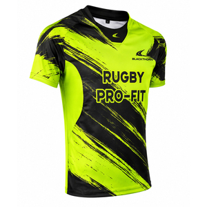 Camiseta de Rugby Sublimada para Hombre, Cuello en V, Manga Corta, Estampado Geométrico, Absorbe la Humedad, Ajustada, Ropa Deportiva - Product Image 1