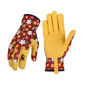 Gants de jardinage en cuir de qualité supérieure, imperméables, résistants à la chaleur et aux coupures, motif floral, prix de gros - Product Image 6