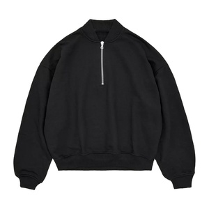 Sweat-shirt à capuche vintage gris foncé 360 g/m² avec fermeture éclair 1/4, coupe ample, chaud, pour homme, personnalisable - Product Image 4