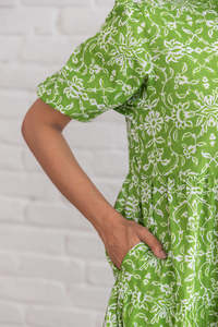 GREEN COTTON MAXI WOMEN <b>DRESS</b> - Product Image 3