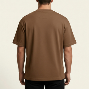 T-shirt pour homme en polyester/coton marron, col rond, coupe classique, motif décontracté, manches courtes, respirant, jersey écologique - Product Image 3