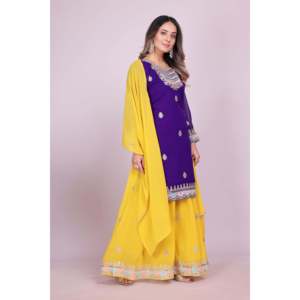 Combinaison de fête avec séquence de codage de travail brodée Sharara Suit pour occasions spéciales - Product Image 5