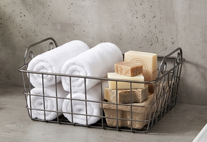 Premium Metal <b>Wire</b> <b>Storage</b> <b>Basket</b> Rectangle With Handles Simple Design Multi-Purpose Neatening Organizer - Product Image 4