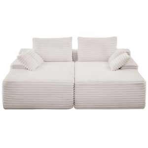 Divano Sezionale Oversize in Tessuto Corduroy da 82,7 Pollici, Comodo Divanetto a Seduta Profonda con Morbidi Cuscini, Doppia Chaise Longue per Camera da Letto - Product Image 1